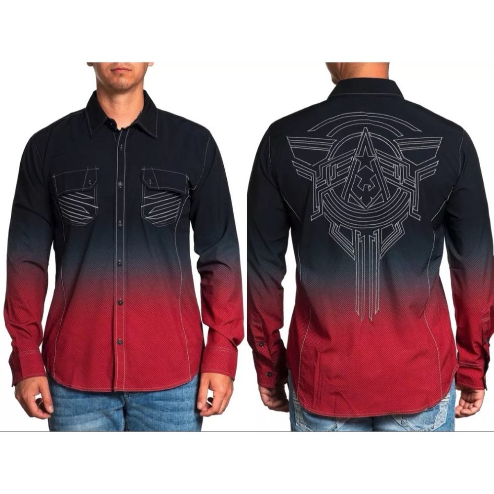 AMERICAN FIGHTER Men's Button Down Shirt INDICATION